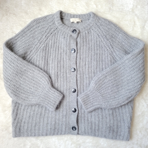 Sezane Sweaters - (sold) Sezane ✨ Emile Alpaca + Wool Cardigan in Mottled Grey, Large 🦙❤️🐑